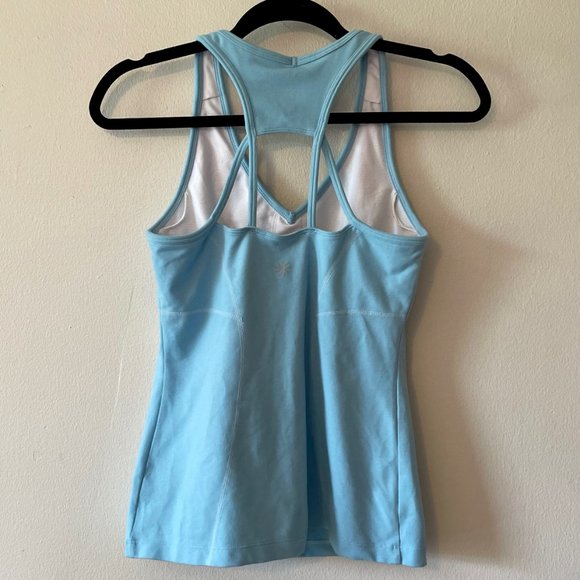 🔥 Athleta | Sky Blue Compressive Racerback Workout/Running Tank Top Sz Small - Picture 4 of 7